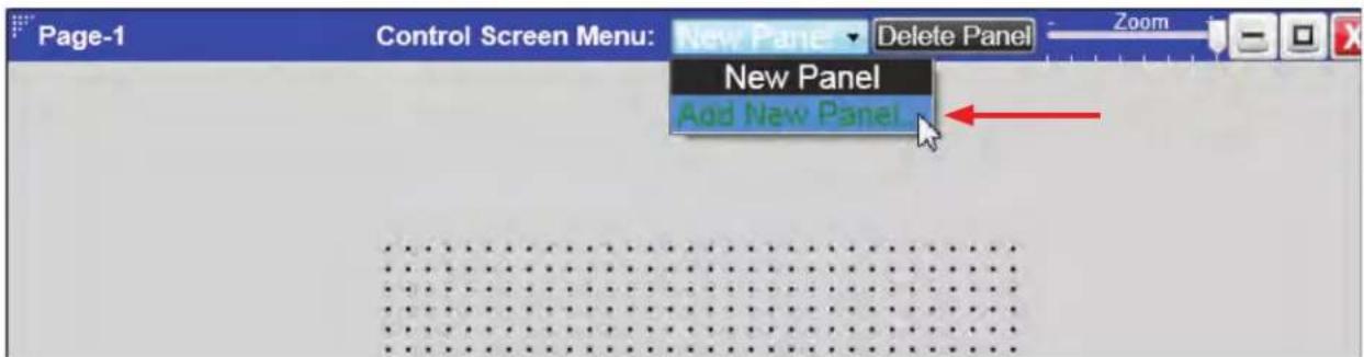 Page-1 Control Screen Menu: New Panel Delete Panel Zoom New Panel Add New Panel