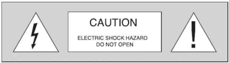 CAUTION ELECTRIC SHOCK HAZARD DO NOT OPEN