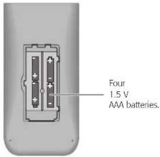 Four 1.5 V AAA batteries.