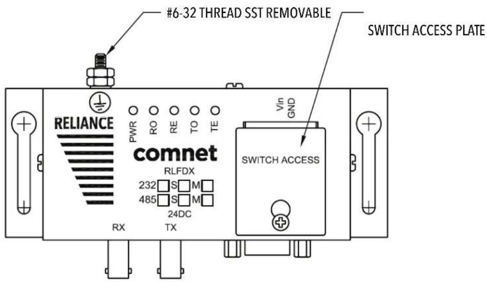 #6-32 THREAD SST REMOVABLE SWITCH ACCESS PLATE RELIANCE PWR RO RE TO TE comnet RLFDX 232 S M 485 S M 24DC RX TX Vin GND SWITCH ACCESS