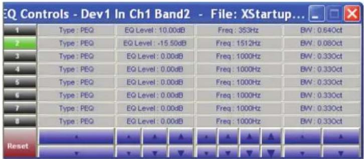 EQ Controls - Dev1 In Ch1 Band2 - File: XStartup... 1 Type : PEQ EQ Level : 10.00dB Freq : 353Hz BW : 0.64Oct 2 Type : PEQ EQ Level : -15.50dB Freq : 1512Hz BW : 0.08Oct 3 Type : PEQ EQ Level : 0.00dB Freq : 1000Hz BW : 0.33Oct 4 Type : PEQ EQ Level : 0.00dB Freq : 1000Hz BW : 0.33Oct 5 Type : PEQ EQ Level : 0.00dB Freq : 1000Hz BW : 0.33Oct 6 Type : PEQ EQ Level : 0.00dB Freq : 1000Hz BW : 0.33Oct 7 Type : PEQ EQ Level : 0.00dB Freq : 1000Hz BW : 0.33Oct 8 Type : PEQ EQ Level : 0.00dB Freq : 1000Hz BW : 0.33Oct Reset * * * * * * * * * * * * * * * * * * * * * * * * * * * * * * * * * * * * * * * * * * * * * * * * * * * * * * * * * * * * * * * * * * * * * * * * * * * * * * * * * * * * * * * * * * * * * * * * * * * * * * + + + + + + + + + + + + + + + + + + + + + + + + + + + + + + + + + + + + + + + + + + + + + + + + + + + + + + + + + + + + + + + + + + + + + + + + + + + + + + + + + + + + + + + + + + + + + + + + + + + + +