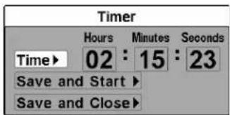 Timer Hours Minutes Seconds Time▶ 02 : 15 : 23 Save and Start ▶ Save and Close ▶