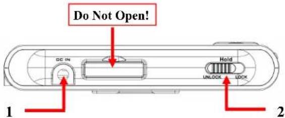 Do Not Open! DC IN Hold UNLOCK LOCK 1 2
