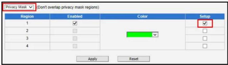 ACTi E610 - Privacy Mask Setup - 1