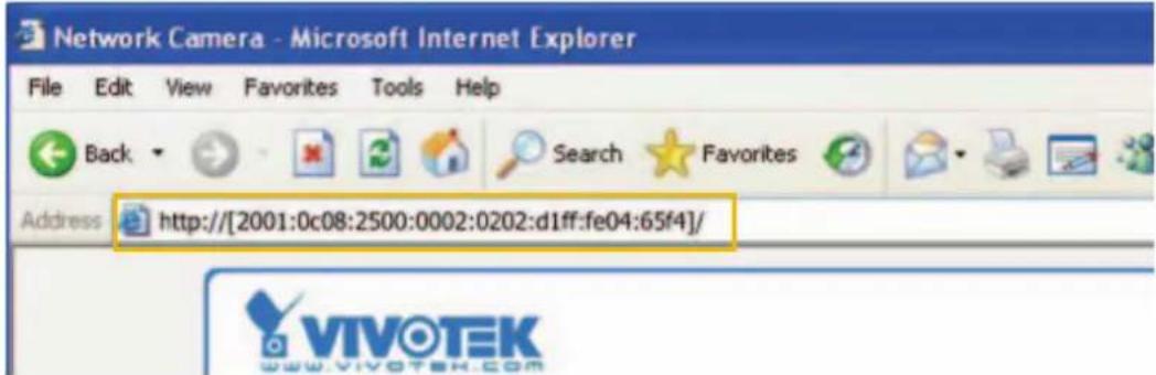 Network Camera - Microsoft Internet Explorer File Edit View Favorites Tools Help Back Search Favorites Address http://[2001:0c08:2500:0002:0202:d1ff:fe04:65f4]/ VIVOTEK WWW.VIVOTEK.COM
