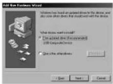 Add New Hardware Wizard Windows has found an updated drive to the device, and also uses other drives to download with the drive. What does not want? • Get installed drive (the server) • Still Computer Drive • Get other drive... OK Next Cancel