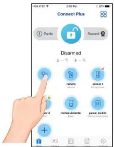 Connect Plus ① Panic Record Disarmed ← -1F → % remote sensor 1 sensor 2 native detector power switch + - + - 109.47.32 2:02 PM 1:00 AM Connect Plus
