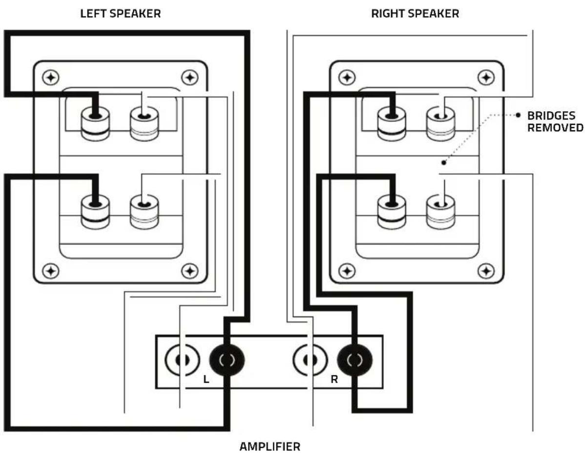 LEFT SPEAKER RIGHT SPEAKER BRIDGES REMOVED L R AMPLIFIER