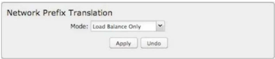 Network Prefix Translation Mode: Load Balance Only Apply Undo
