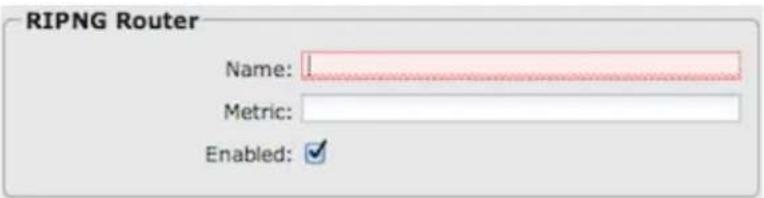RIPNG Router Name: Metric: Enabled: ✓