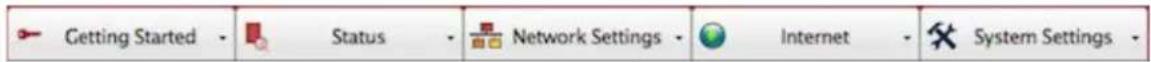 Getting Started Status Network Settings Internet System Settings