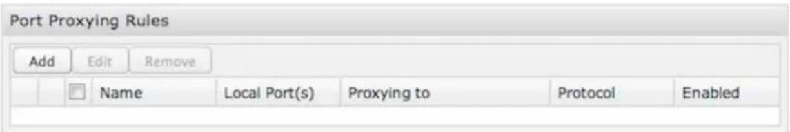 Port Proxying Rules Add Edit Remove Name Local Port(s) Proxying to Protocol Enabled