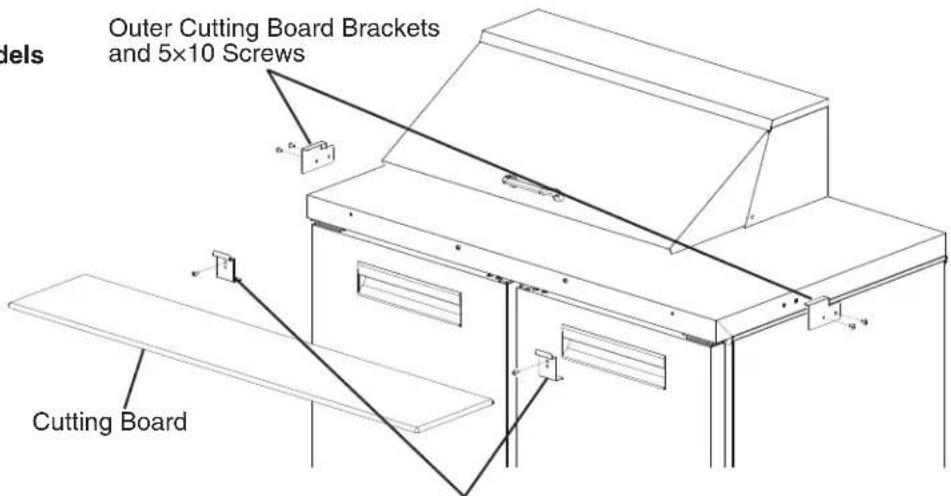 Hoshizaki CRMR60-D4 - Attach the Cutting Board Brackets and Cutting Board (Prep Table Models) - 1
