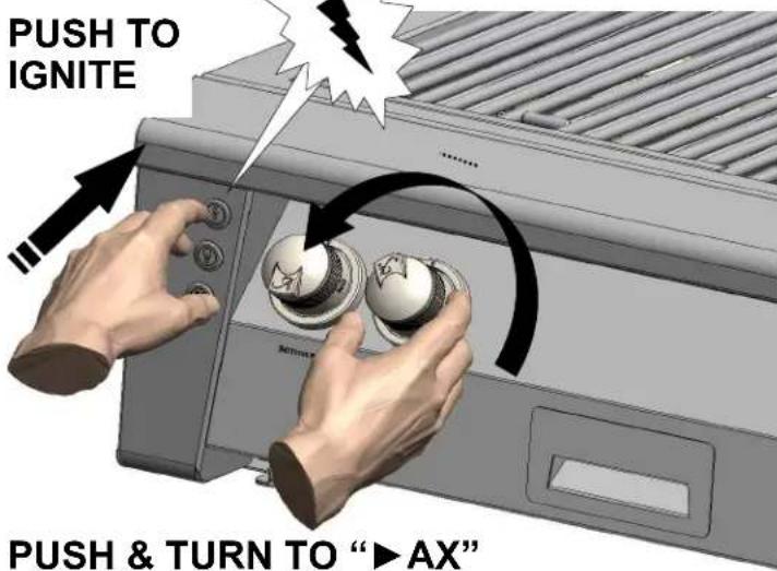 PUSH TO IGNITE PUSH & TURN TO "▶AX"