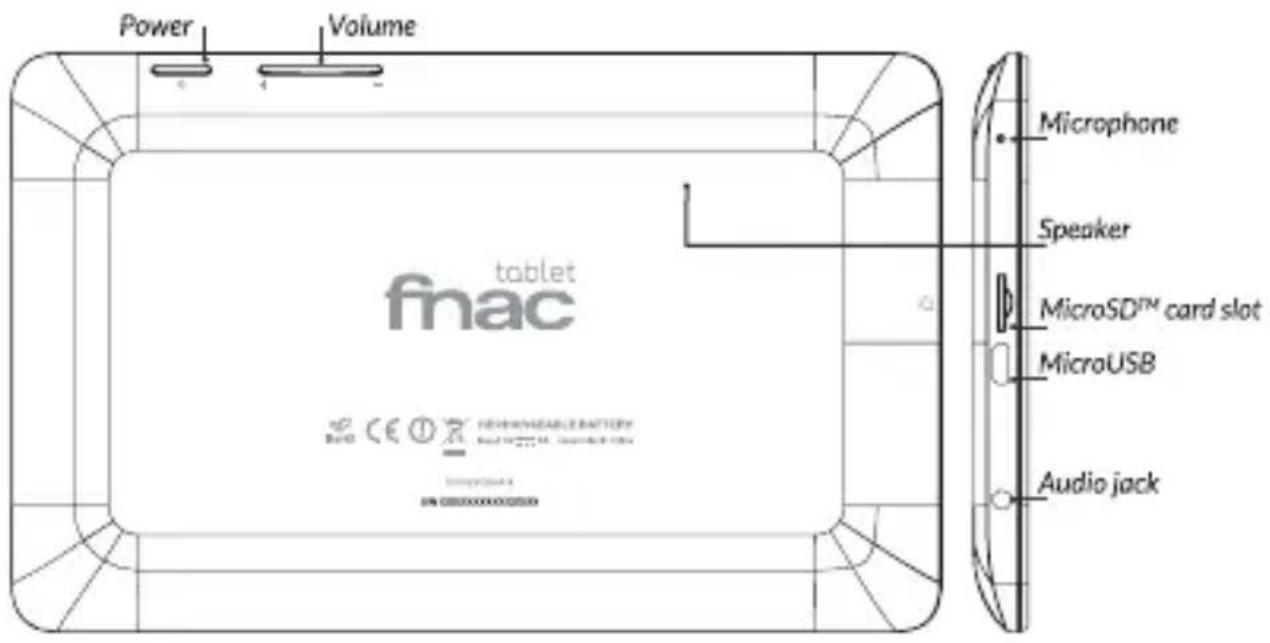Power Volume 6 4 - microphone Speaker MicroSD™ card slot MicroUSB Audio jack bn 00000000000