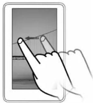 Diagram showing a hand pointing at a screen with Chinese text labels, likely illustrating a touch or navigation interface.