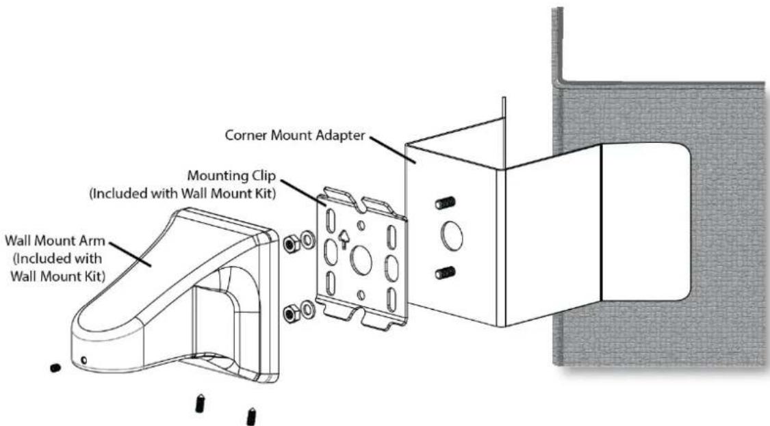 Corner Mount Adapter Mounting Clip (Included with Wall Mount Kit) Wall Mount Arm (Included with Wall Mount Kit)