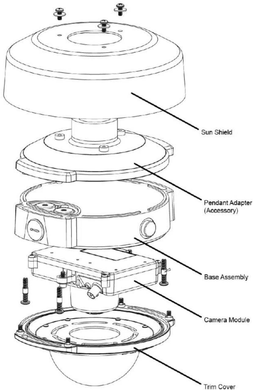 Sun Shield Pendant Adapter (Accessory) Base Assembly Camera Module Trim Cover