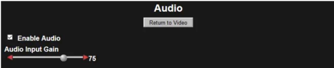 Audio Return to Video Enable Audio Audio Input Gain 75