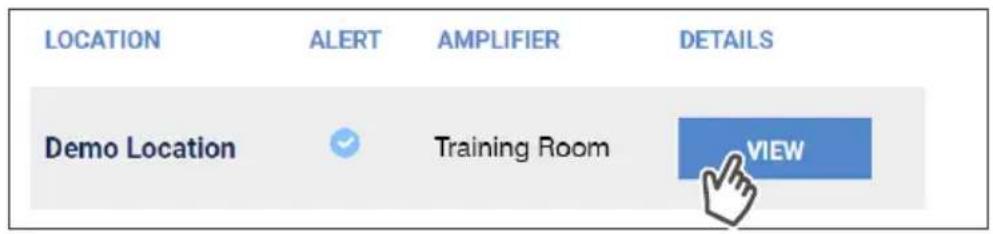 LOCATION ALERT AMPLIFIER DETAILS Demo Location Training Room VIEW