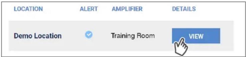 LOCATION ALERT AMPLIFIER DETAILS Demo Location Training Room VIEW
