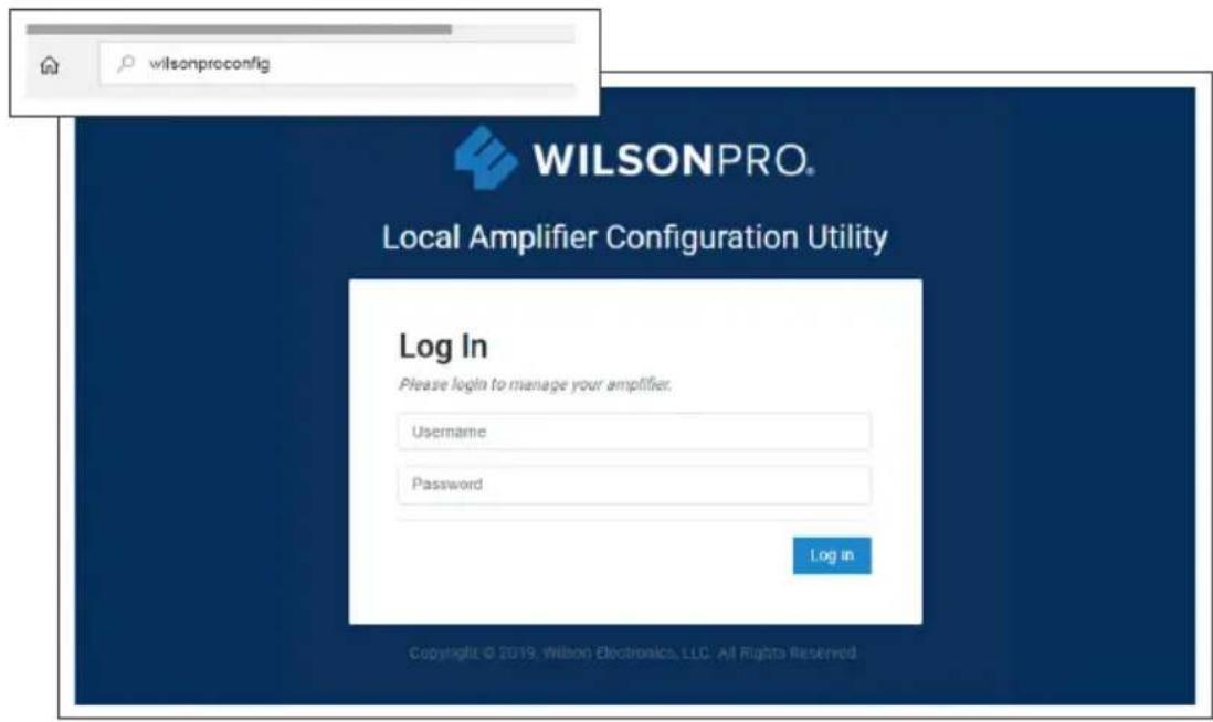 wilsenproconfig WILSONPRO® Local Amplifier Configuration Utility Log In Please login to manage your amplifier. Username Password 1.og in Copyright © 2019, Wilson Electronics, LLC. All Rights Reserved