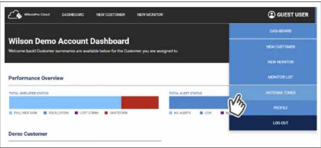 WilsonPro Cloud DASHBOARD NEW CUSTOMER NEW MONITOR GUEST USER Wilson Demo Account Dashboard Welcome back! Customer summaries are available below for the Customer you are assigned to. Performance Overview TOTAL AMPLIFIER STATUS FULL/NER GAIN OSCILLATION LOST COMM SHUTDOWN TOTAL ALERT STATUS NO ALERTS LOW M ANTENNA TUMER PROFILE LOG OUT Demo Customer