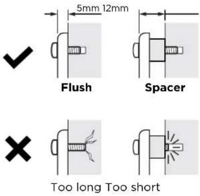 5mm 12mm Flush Spacer Too long Too short