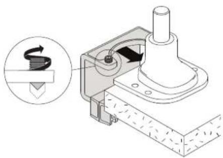 Mechanical assembly diagram showing a rotating component with a magnified inset (no text or symbols)