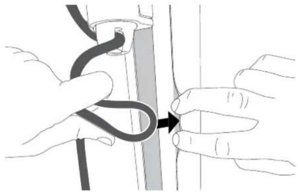 Illustration of hands tying a knot between two vertical strips (no text or symbols)