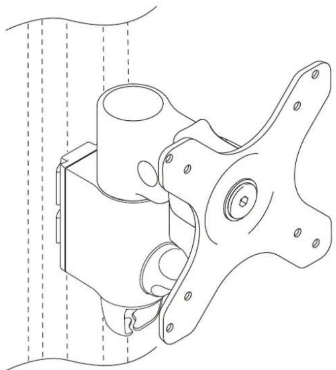 Technical line drawing of a mechanical clamp or bracket assembly (no text or symbols)