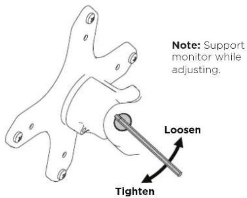 Note: Support monitor while adjusting. Loosen Tighten