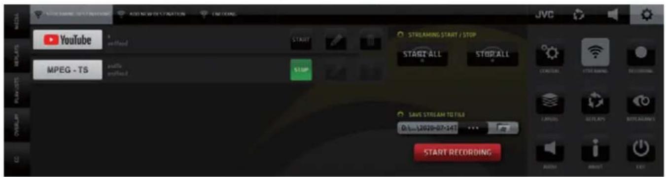 JVC KM-IP4100 - SYSTEM SETTINGS / STREAMING / Streaming Destinations tab - list view - 1