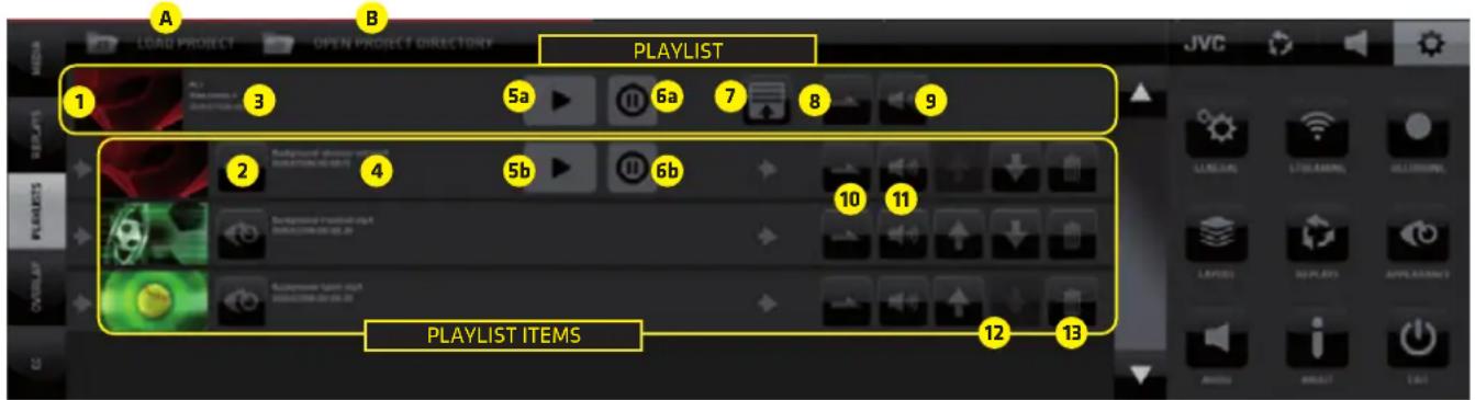 JVC KM-IP4100 - CMA (Content Management Area) - PLAYLISTS Tab - 1