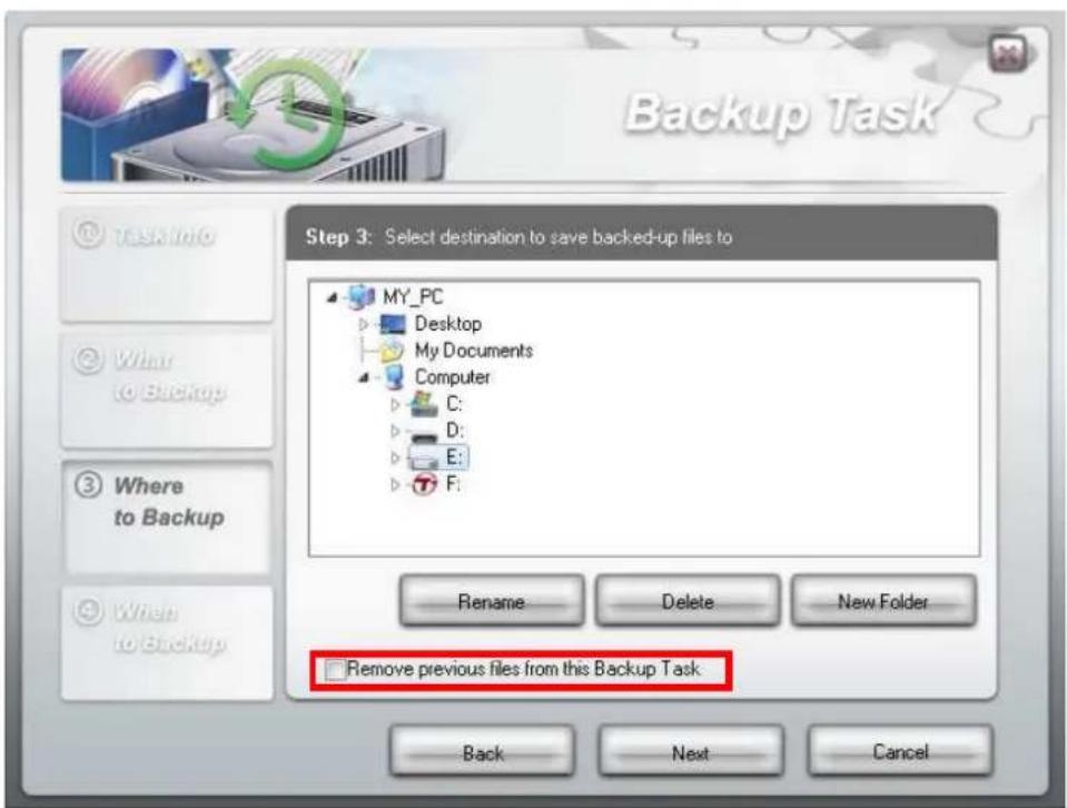 TRANSCEND JetFlash 320 - Remove previous files from this Backup Task: - 1