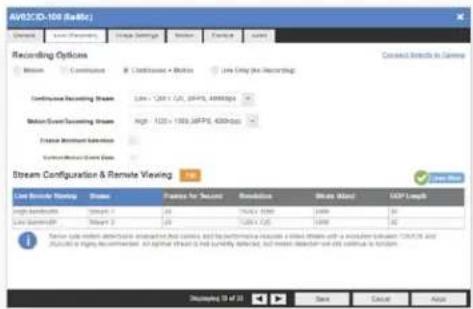 Arecont Vision ConteraCMR AV-CN800 - Configuring Recording Settings: - 1