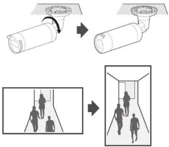 Diagram illustrating a pipeline installation process with human silhouettes and directional arrows, showing progression from top to bottom of the corridor.