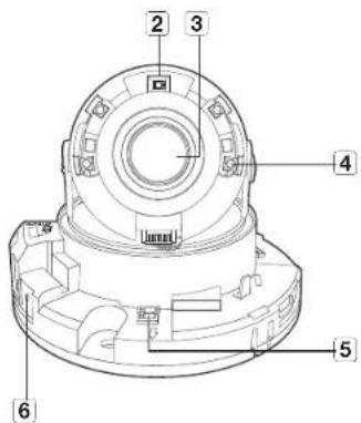 Technical diagram of a mechanical component with numbered parts labeled 2 through 6