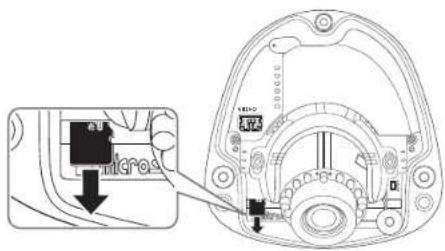 Technical diagram showing a device component with labeled parts and directional arrows indicating movement or assembly.