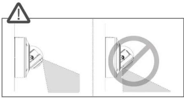 Safety warning illustration showing a warning sign and a prohibition symbol on a wall-mounted device.