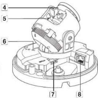 Technical diagram of a mechanical assembly with numbered parts labeled 4 through 8