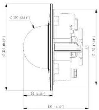 Ø100 (2.34") Ø205 (8.07") Ø100 (7.97) 70 (2.34°) 155 (6.10°)