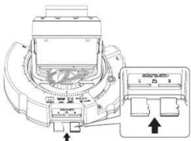 Technical diagram of a mechanical device with labeled components and directional arrows indicating assembly or movement.