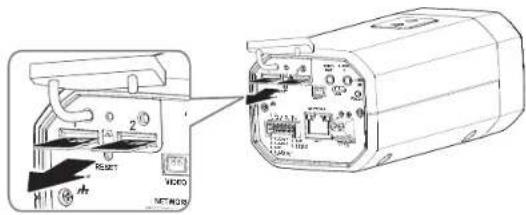 Technical diagram showing internal components of a device with labeled parts including RESET, VIDEO, and METABOR