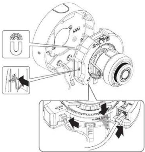 Technical diagram of a mechanical device with labeled components and directional arrows indicating assembly or connection.