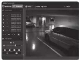 Screenshot of a photo editing software interface showing a timeline with color channels and a gallery area with cars in the background.