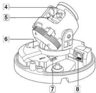 Technical diagram of a mechanical device with numbered parts labeled 4 through 8
