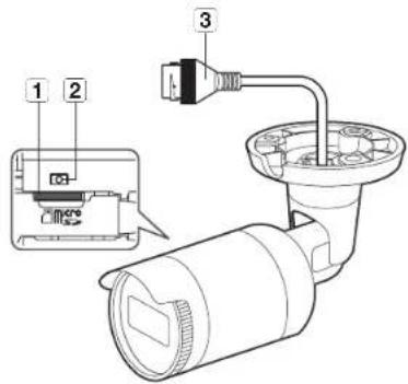Technical diagram of a device with labeled parts including a connector, cable, and housing assembly