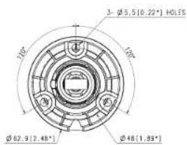 3- φ5,5 [0.22°] HOLES 178° φ62,9 [2,48°] φ48 [1,89°]