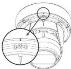 Technical diagram showing a mechanical assembly with labeled components and an inset magnified view of a component detail.